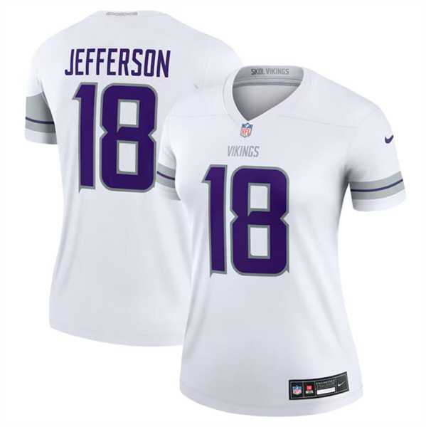 Women%27s Minnesota Vikings #18 Justin Jefferson White Winter Warrior Limited Football Stitched Jersey Dzhi->women nfl jersey->Women Jersey